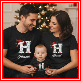 Camiseta Navidades de familia monogramados Antlers Santa Ha