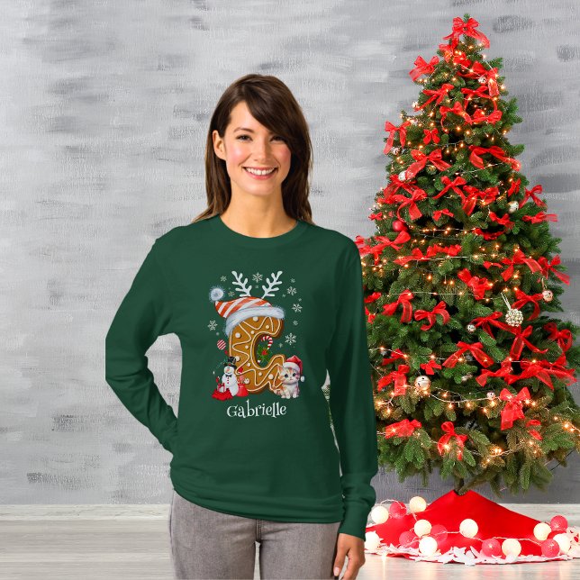 Camiseta Navidades de familia Santa Gingerbread Monograma M (Subido por el creador)