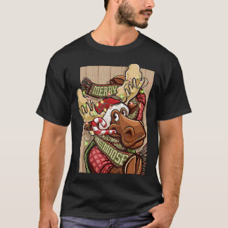 Camiseta Navidades de Feliz Navidad Moose Santa Xmas