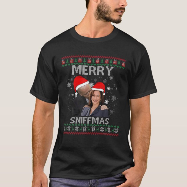 Camiseta Navidades de Feliz Sniffmas contra Biden Kamala Fe (Anverso)