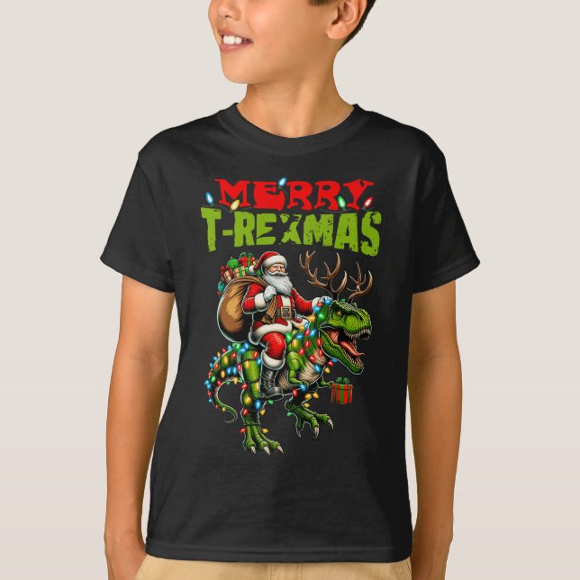 Camiseta Navidades de Feliz T-Rexmas Navidad T Rex Dinosaur (Anverso)