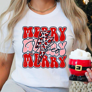 Camiseta Navidades de feriado de leopardo de Merry Vibes Re