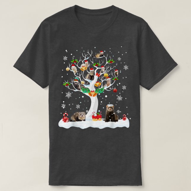 Camiseta Navidades De Ferret En El Árbol De Invierno Ferret (Diseño del anverso)