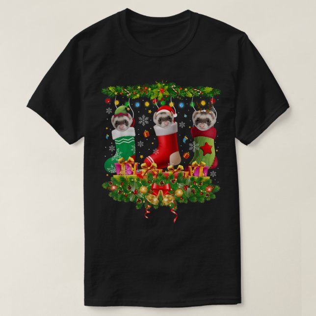 Camiseta Navidades de Ferret Socks Xmas enciende la coincid (Diseño del anverso)