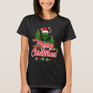 Camiseta Navidades de Festive Green Alien Waving Merry 2023
