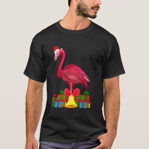 Camiseta Navidades de flamenco rosado tropical con decoraci