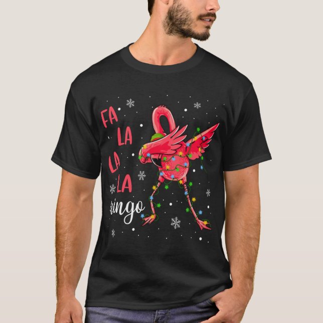 Camiseta Navidades de Flamingo alumbran divertida Navidad S (Anverso)