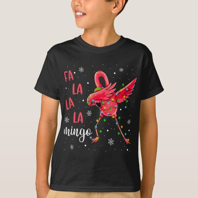 Camiseta Navidades de Flamingo alumbran divertida Navidad S (Anverso)
