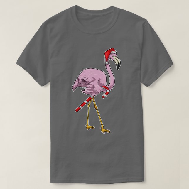 Camiseta Navidades de Flamingo Candy cane TShirt (Diseño del anverso)