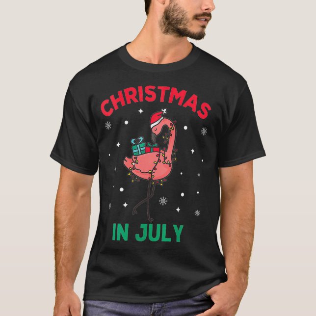 Camiseta Navidades De Flamingo Rosado En Julio Santa Hat S (Anverso)