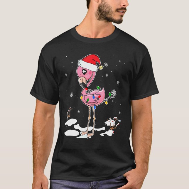 Camiseta Navidades de Flamingo Santa Hat Flamingo Encende N (Anverso)