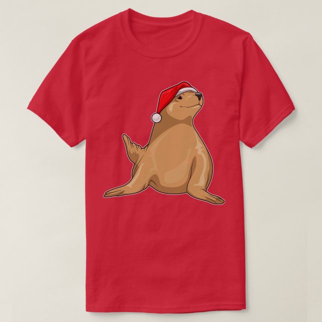 Camiseta Navidades de focas Santa hat (Diseño del anverso)