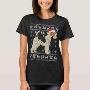 Camiseta Navidades de Fox Terrier iluminan Santa Hat D