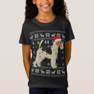 Camiseta Navidades de Fox Terrier iluminan Santa Hat D