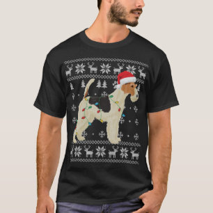 Camiseta Navidades de Fox Terrier iluminan Santa Hat D