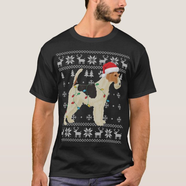 Camiseta Navidades de Fox Terrier iluminan Santa Hat D (Anverso)