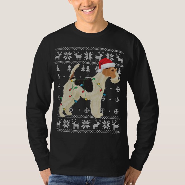 Camiseta Navidades de Fox Terrier iluminan Santa Hat D (Anverso)