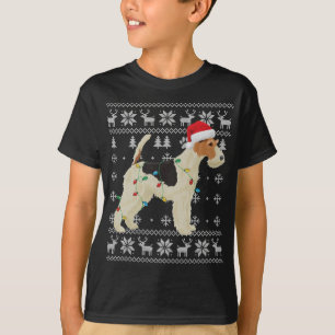 Camiseta Navidades de Fox Terrier iluminan Santa Hat D
