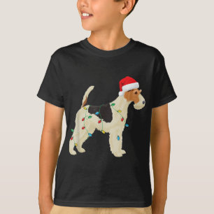 Camiseta Navidades de Fox Terrier iluminan Santa Hat Dog Xm