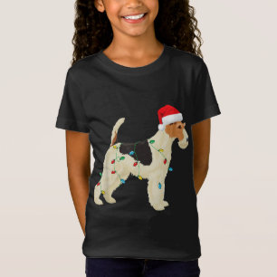 Camiseta Navidades de Fox Terrier iluminan Santa Hat Dog Xm