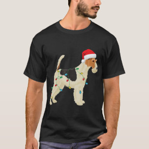 Camiseta Navidades de Fox Terrier iluminan Santa Hat Dog Xm
