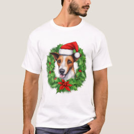 Camiseta Navidades de Fox Terrier Wreath T-Shirt
