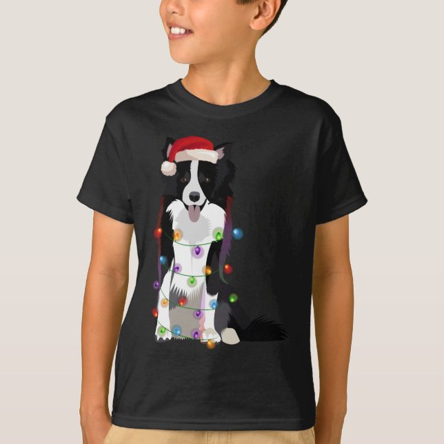 Camiseta Navidades de Frontera Collie iluminan el amante de (Anverso)