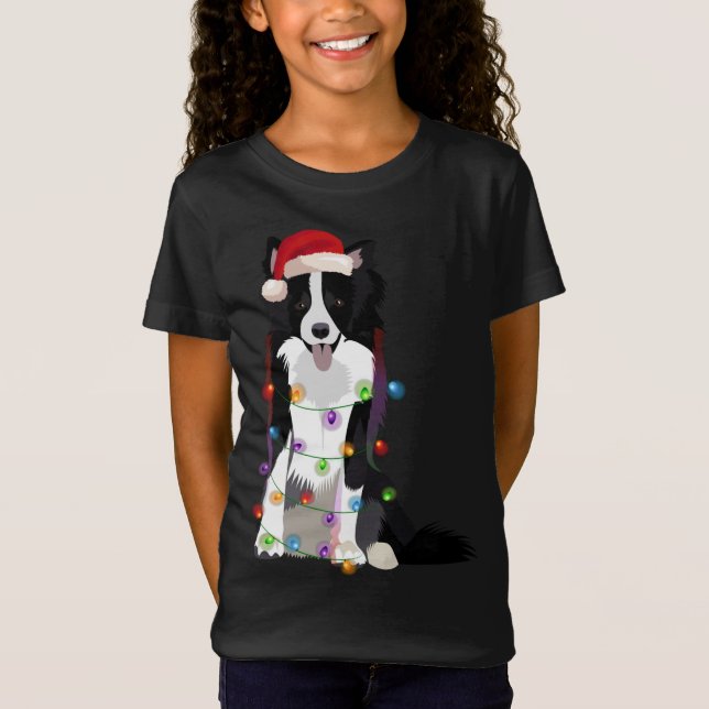 Camiseta Navidades de Frontera Collie iluminan el amante de (Anverso)