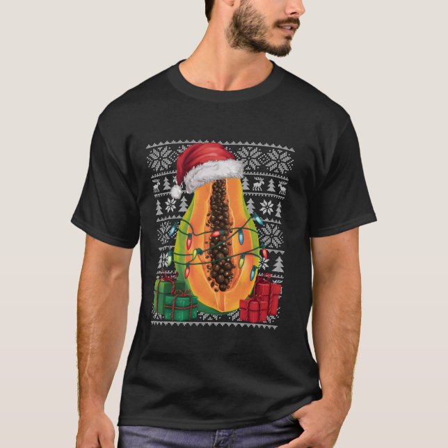 Camiseta Navidades de fruta de Santa Hat Papaya con estilo  (Anverso)