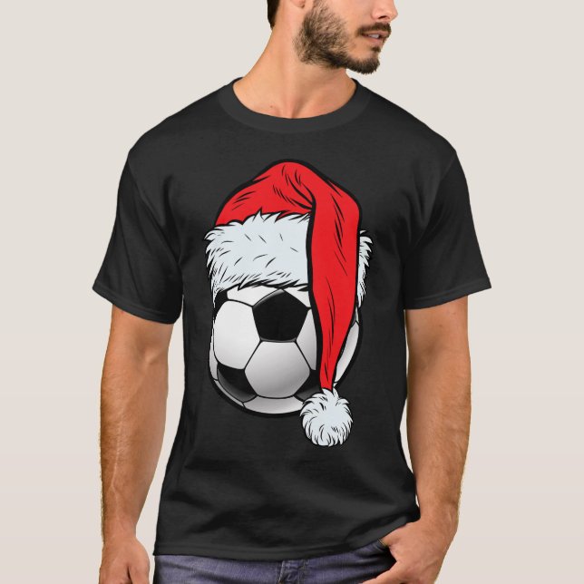 Camiseta navidades de fútbol Ball Santa Hat Funny Sport Xma (Anverso)