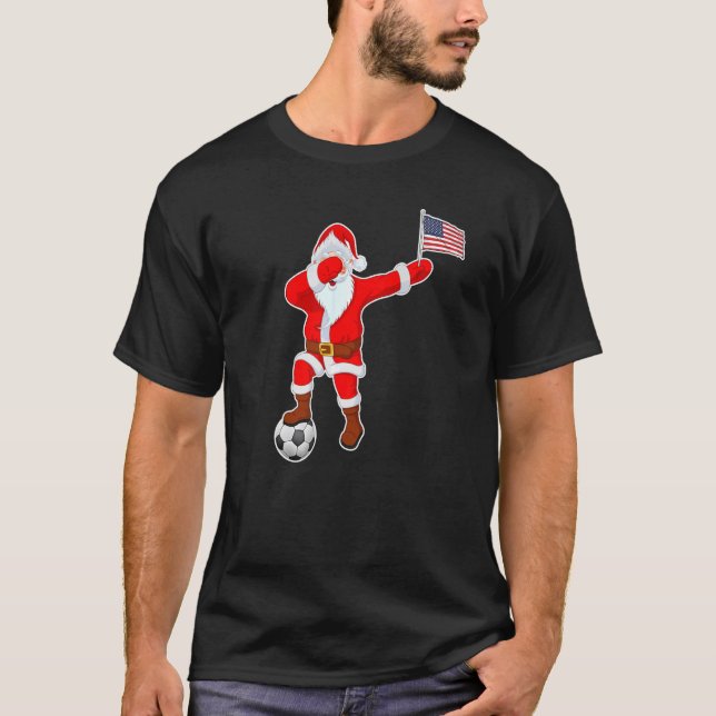 Camiseta NAVIDADES de fútbol de EE.UU. Santa Claus Bandera  (Anverso)