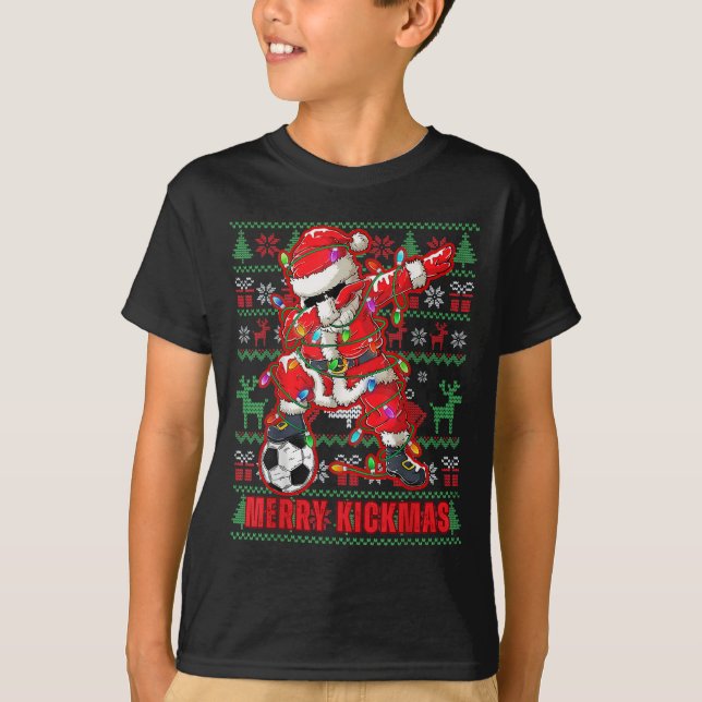 Camiseta Navidades de Fútbol de Feliz Kickmas Pelea Juvenil (Anverso)