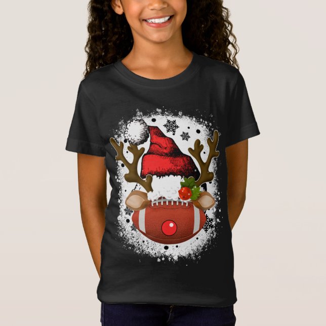 Camiseta Navidades de fútbol renos con Santa Hat graciosos  (Anverso)