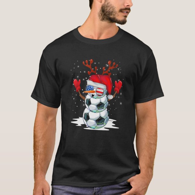 Camiseta Navidades de fútbol Snowman Pajamas Santa Hat Sung (Anverso)