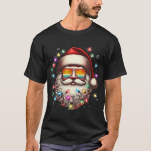 Camiseta Navidades de gafas de sol de Santa Face alumbran n