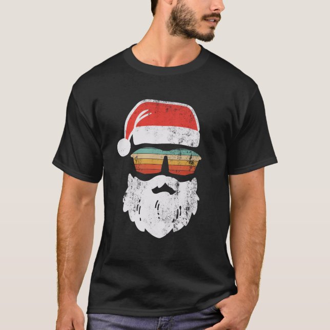 Camiseta Navidades de gafas de sol de Santa Face Retro (Anverso)