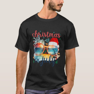 Camiseta Navidades De Gafas De Sol En Julio Santa Hat Summe