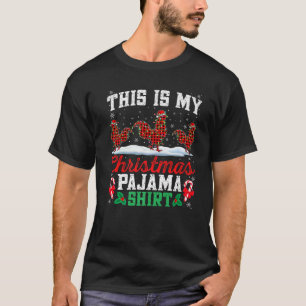 Camiseta Navidades de gallos Xmas Pajama Shirt Santa Hat Ro