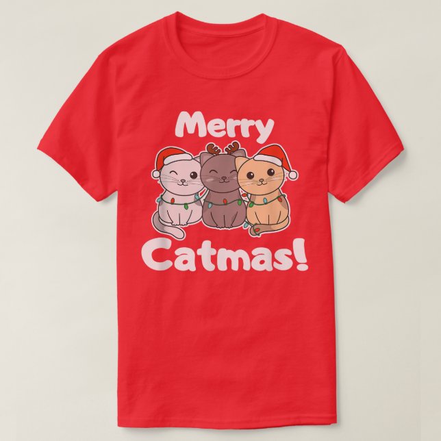 Camiseta Navidades de gato animales adoran a gatos con navi (Diseño del anverso)