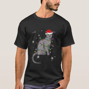 Camiseta Navidades de gato azul rusos iluminan a Navidades 