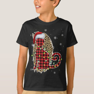 Camiseta Navidades de gato leopardo búfalo colocado en rojo