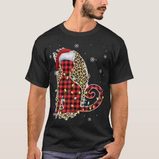 Camiseta Navidades de gato leopardo búfalo colocado en rojo