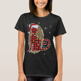 Camiseta Navidades de gato leopardo búfalo colocado en rojo