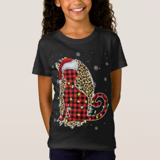Camiseta Navidades de gato leopardo búfalo colocado en rojo