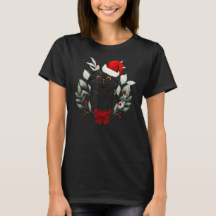 Camiseta Navidades de gato negro de Santa Hat reno alumbran