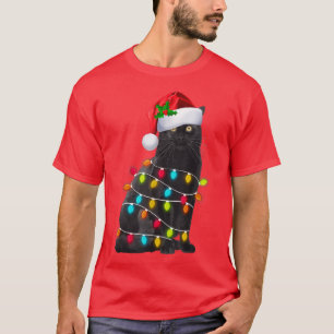 Camiseta Navidades de gato negro encienden el amor gracioso