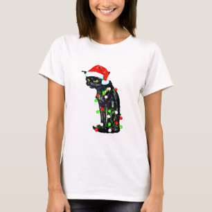 Camiseta Navidades de gato negro graciosos y malos Navidade