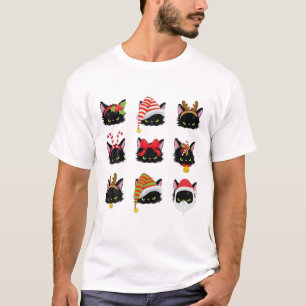 Camiseta Navidades de gato negro lindo iluminan a Navidades