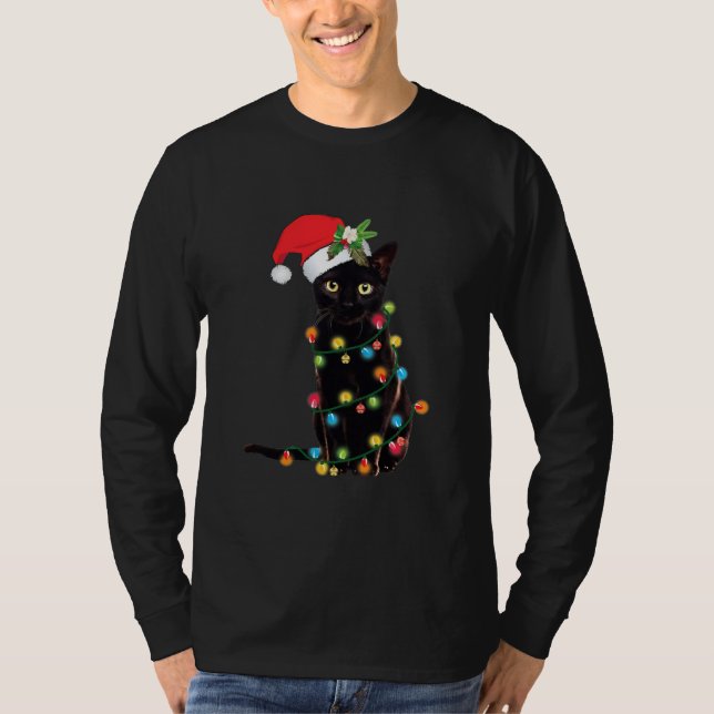 Camiseta Navidades de gato negro lúgubre amante de gatos gr (Anverso)