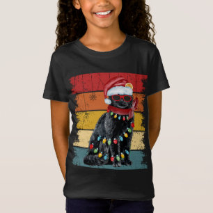 Camiseta Navidades de gato negro vintage iluminan a Chris a